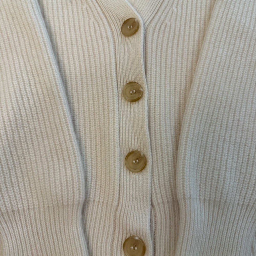 Jenni Kayne Cream Ribbed Button-Front Cardigan - Picture 3 of 4